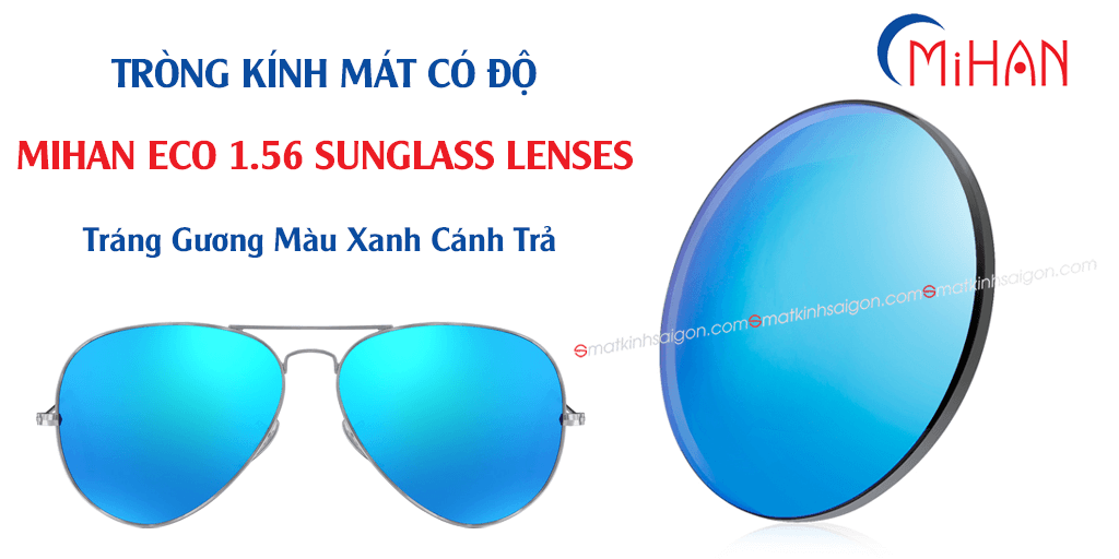 Tròng Kính Mát Có Độ Màu Xanh Cánh Trả MIHAN ECO 1.56