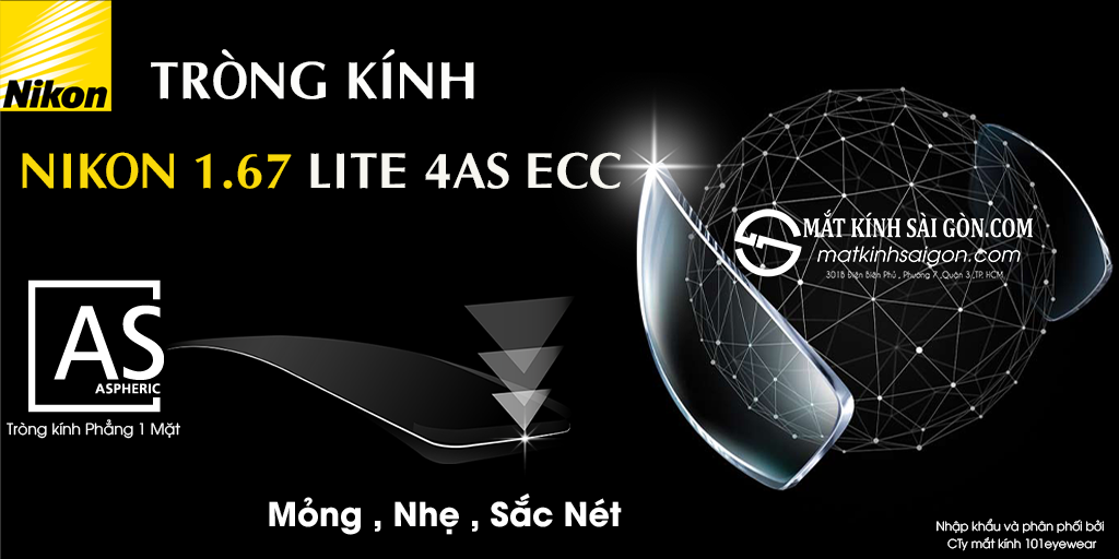 TRÒNG KÍNH PHẲNG 1 MẶT NIKON 1.67 LITE 4AS ECC