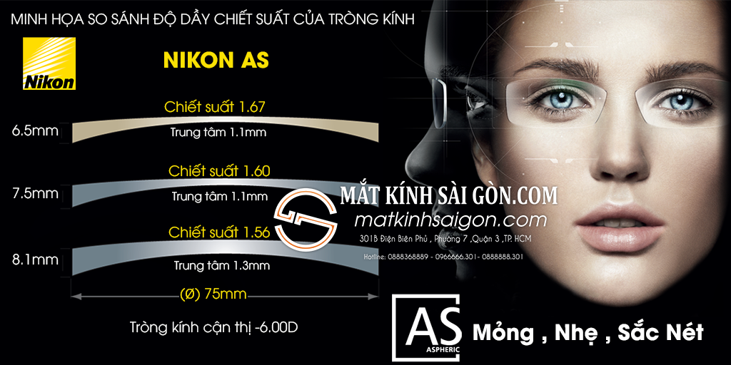 TRÒNG KÍNH PHẲNG 1 MẶT NIKON 1.67 LITE 4AS ECC - Hover