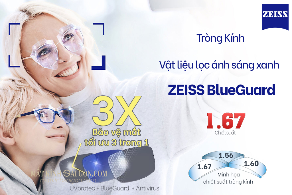 Tròng Kính 1.67 ZEISS BlueGuard