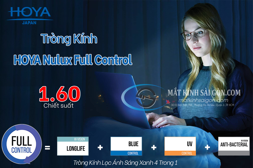 Tròng Kính 1.60 HOYA Nulux Full Control