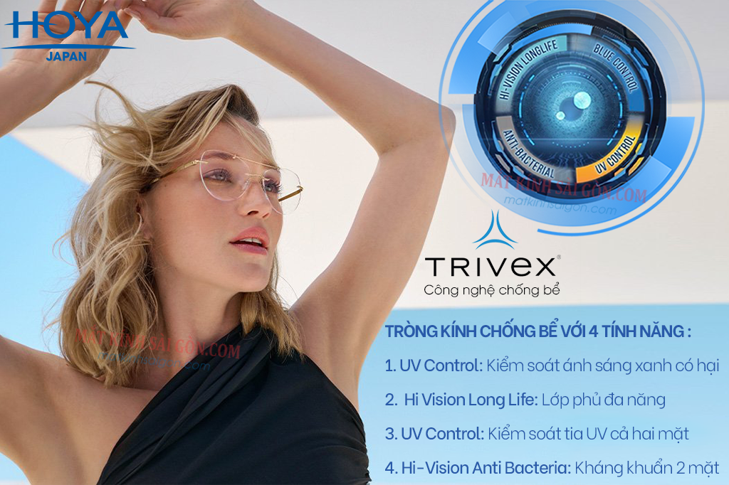 Tròng Kính Chống Bể 1.53 HOYA Phoenix Full Control - Hover