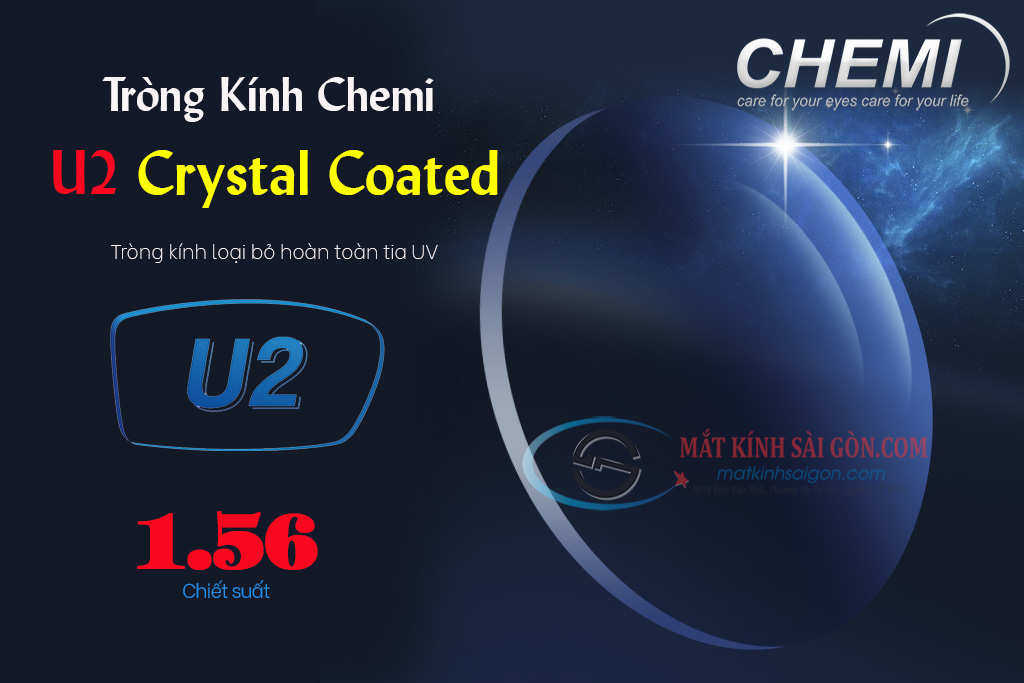 TRÒNG KÍNH CHEMI U2 CRYSTAL COATED 1.56 UV400