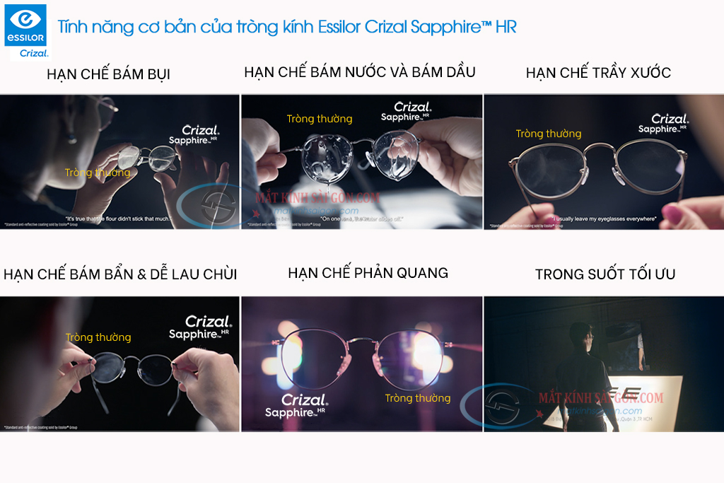 Tròng Kính 1.67 Essilor Crizal Sapphire HR - Hình 5