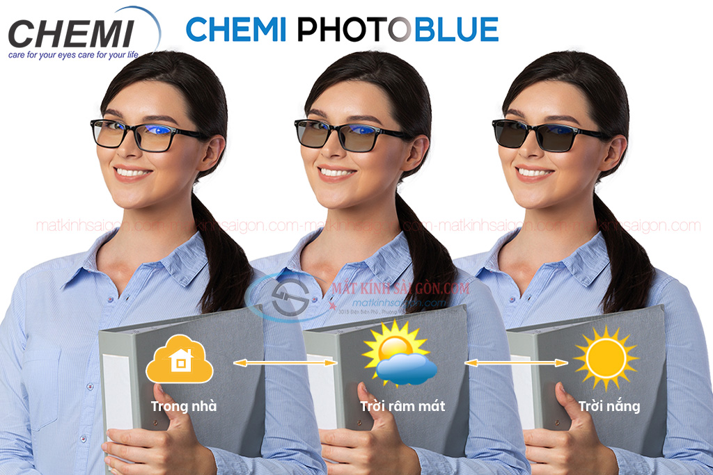 TRÒNG KÍNH ĐỔI MÀU 1.60 CHEMI PHOTO BLUE - Hover