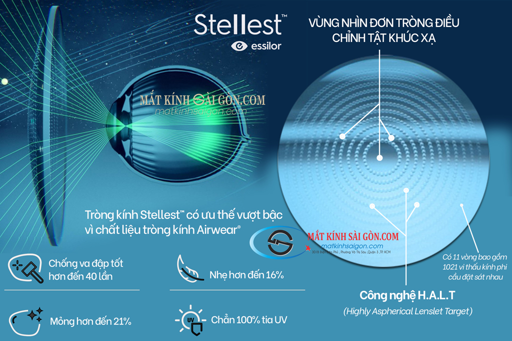 TRÒNG KÍNH ESILOR STELLEST 1.59 AIRWEAR - Hover
