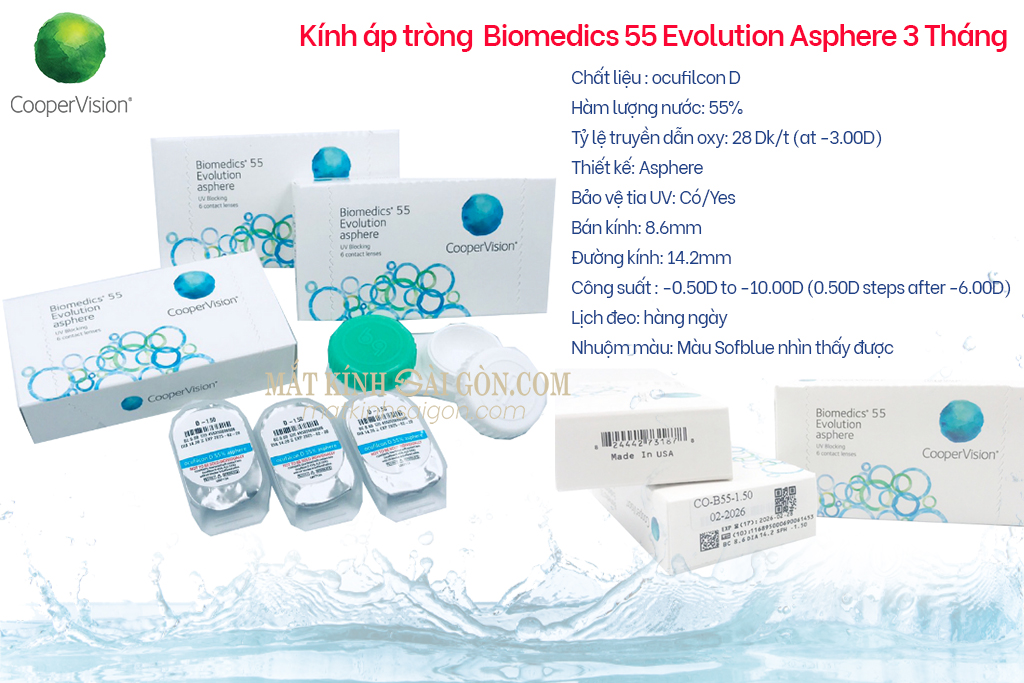 KÍNH ÁP TRÒNG COOPERVISION BIOMEDICS 55 EVOLUTION - Hình 2