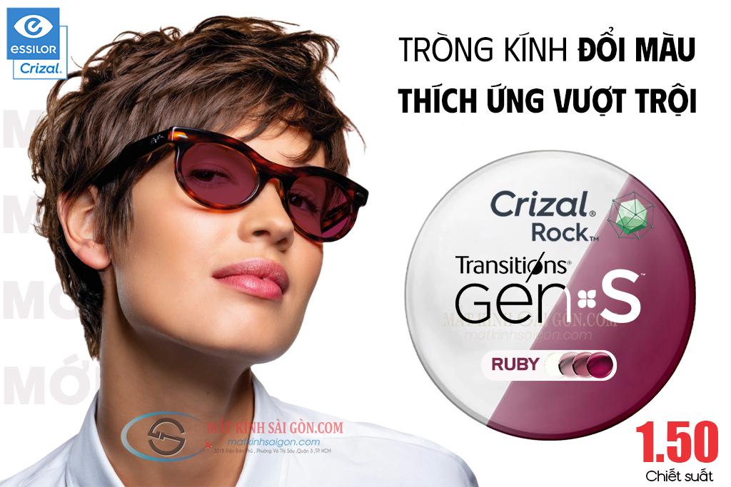 TRÒNG KÍNH ĐỔI MÀU 1.50 ESSILOR TRANSITIONS GEN S