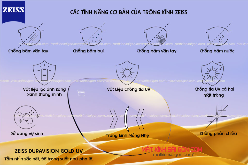 TRÒNG KÍNH 1.56 ZEISS DURAVISION GOLD UV - Hình 3