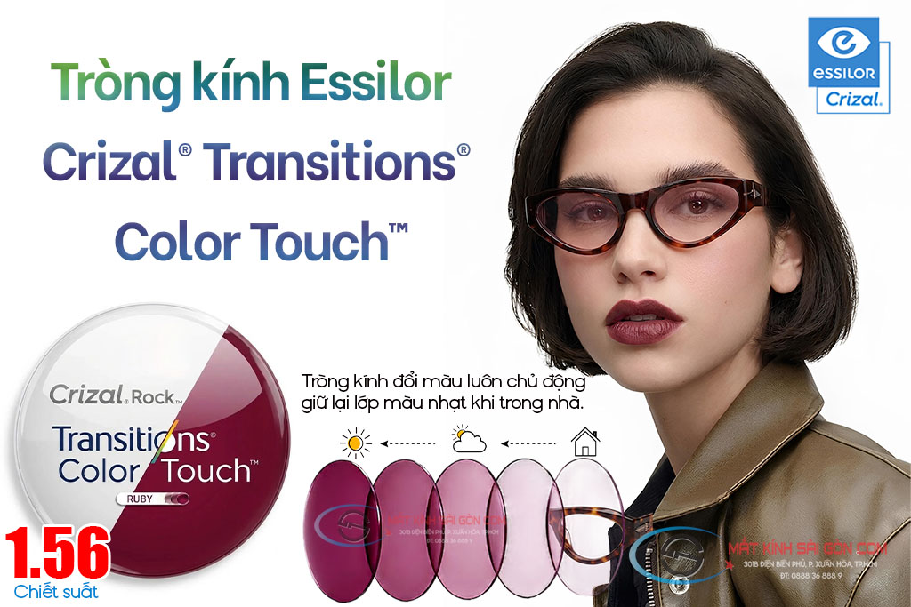 Tròng Kính Đổi Màu 1.50 Essilor Crizal® Transitions® Color Touch™